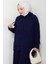Kapüşonlu Tunik Elbise Triko Takım 1645 - Lacivert 4