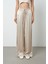 Kadın Açık Bej Düz %100 Viskoz Bol Paça Beli Lastikli Pantolon 1