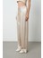 Kadın Açık Bej Düz %100 Viskoz Bol Paça Beli Lastikli Pantolon 2