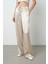 Kadın Açık Bej Düz %100 Viskoz Bol Paça Beli Lastikli Pantolon 3
