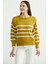 Oversize Çizgi Detaylı Triko Kazak - Zeytin Yeşil 3
