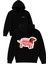 You Are Ne Hotdog Tasarım Baskılı Oversize Siyah Kapüşonlu Sweatshirt 1