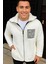 Erkek Polar Fermuarlı Sweatshirt – Kapüşonsuz, Cepli, Yumuşak Dokulu, Oversize Rahat Kalıp, Kışlık Sıcak Tutan Fermuarlı Üst - Beyaz 1