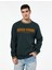 Uzun Kollu Şerit Detaylı Bisiklet Yaka Nakışlı Sweatshirt 3