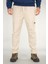 Erkek Bej Kargo Cepli Pantolon Rahat Kesim Pamuklu Lastikli Bel 1