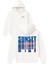 Sunset Koyu Mavi Tasarım Baskılı Oversize Beyaz Kapüşonlu Sweatshirt 1