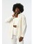 Kadın Nakış ve Pul Payet Işlemeli Beyaz %100 Keten Oversize Gömlek 1