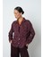 Kadın Bordo Renk Çift Cepli Desenli Gömlek - Ceket 3