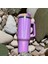 Sıcak ve Soğuk Içecekler Için Saplı ve Saman Yalıtılmış Yalıtımlı Gökkuşağı Boya Seyahat Kupası Dış Mekan Kupası: 1000-1200ML/RENK: Mor (Yurt Dışından) 1