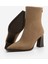 Kadın Topuklu Bot Sivri Burun Arkadan Fermuarlı Kalın Ökçe Kikas Taba Süet 7
