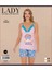 Lady Askılı Pembe Mavi Şortlu Pijama Takım 1