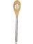 Ahşap Uçlu Metal Servis Gereçleri Delikli Kaşık 2 Adet 1