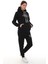 Siyah Şık Polarlı Kadın Eşofman Takımı Paça Lastikli Cepli Kapüşonlu Nakış Detaylı Compact Takım 1