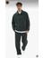 Erkek Oversize Fit Kadife Dokulu Eşofman Takımı **fermuarlı Ceket Veya Yarım Fermarlı Sweatshırt** Baggy Pantolon Yeşil**siyah**bej** 1