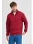 Unisex Regular Fit Rahat Kesim Pamuklu Içi Polarlı Yarım Fermuarlı Bordo Dik Yaka Sweatshirt 3