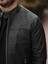 Erkek Siyah Yakası Çıtçıtlı Ryn Düz Deri Ceket 5