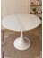 Concept Porselen Üst Tablalı Beyaz Tulip Metal Ayaklı Sabit Masa (Çap 90 Cm) 3