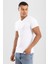 Erkek V Yaka Pamuklu Fanila Tişört Beyaz 1