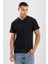 Erkek V Yaka Pamuklu Fanila Tişört Siyah 2