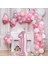 1 Yaş Balon Seti Pembe Renk 10 Adet Rakam Folyo ve Kalp Balon ile Eğlenceli Parti 2
