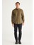 Erkek Haki Düğmeli Yaka Kolay Ütülenebilir Pamuklu Slim Fit Dar Kesim Oxford Gömlek 4