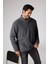 Erkek Antrasit Anti-pilling Tüylenme Yapmayan Standart Fit Dik Yaka Soğuk Geçirmez Polar Sweatshirt 1