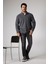 Erkek Antrasit Anti-pilling Tüylenme Yapmayan Standart Fit Dik Yaka Soğuk Geçirmez Polar Sweatshirt 2