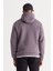 Erkek Koyu Gri Standart Fit Içi Polarlı 3 Iplik Kapüşonlu Kanguru Cepli Pamuklu Sweatshirt 8