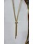 Lüks Tasarım Baget Taşlı Altın Rengi Lariat Kolye (Kravat Modeli) 4