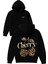 Leopar Cherry Tasarım Baskılı Oversize Siyah Kapüşonlu Sweatshirt 1
