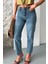 Mom Fit Kar Yıkama Bıyık Detaylı Jeans Pantolon D2006 6