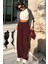 Bordo Yüksek Bel Kumaş Pantolon MG2284 1