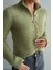 Açık Yeşil Dik Yaka Inci Düğmeli Hırka 3