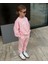 Kız Çocuk Pamuklu Pembe Sweatshirt Eşofman Alt-Üst Takım 1