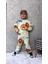 Unisex Çocuk Pamuklu Krem Safari Hayvan Desenli Sweatshirt ve Jogger Eşofman Takım 6