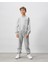 Erkek Çocuk Pamuklu Gri Basic Yazı Baskılı Sweatshirt Eşofman Alt-Üst Takım 3