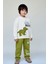 Erkek Çocuk Pamuklu Yeşil Little Man Dinazor Baskılı Eşofman Takımı - Rahat Kalıp Model 1