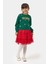 Kız Çocuk Pamuklu Yeşil Sweatshirt ve Kırmızı Tül Etek Takım - Yılbaşı Konseptli 3