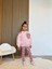 Kız Çocuk Pamuklu Pembe Kalp Desenli Sweatshirt ve Çiçekli Tayt Takım 3