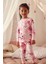 Pembe Desenli Pamuklu Sweatshirt Eşofman Alt-Üst Pijama Takımı 1