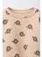 Kız Çocuk Pamuklu Bej Çiçek Desenli Sweatshirt ve Tayt Takımı - Yumuşak Dokulu 3