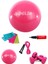 55-20 cm Pilates Topu 3lü Bandı Atlama Ipi Dambıl Pompa Set 1