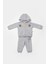 Bebek Pamuklu Gri Kapüşonlu Ayıcık Baskılı Eşofman Takımı - Iki Parça 3
