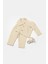 Unisex Bebek Pamuklu Bej Kuzu Nakışlı Düğmeli Müslin Takım - Organik Kumaşlı 1