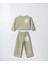 Kız Çocuk Pamuklu Yeşil Dantel Aplikeli Yazı Baskılı Eşofman Takımı - Geniş Paça Iki Parça Set 1