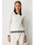 Kadın Polo Yaka Örgü Desenli Triko Kazak 65332 Ekru 1