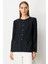 Kadın Kabartma Desenli Süs Düğmeli Triko Kazak 65358 Siyah 2