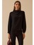 Kadın Dik Yaka Drape Detaylı Bluz 0004 Siyah 1