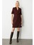 Kadın Kruvaze Yaka Süs Düğmeli Elbise 4017 Bordo 1