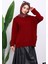 Bordo Bisiklet Yaka Yumuşak Dokulu Oversize Triko Kazak 3